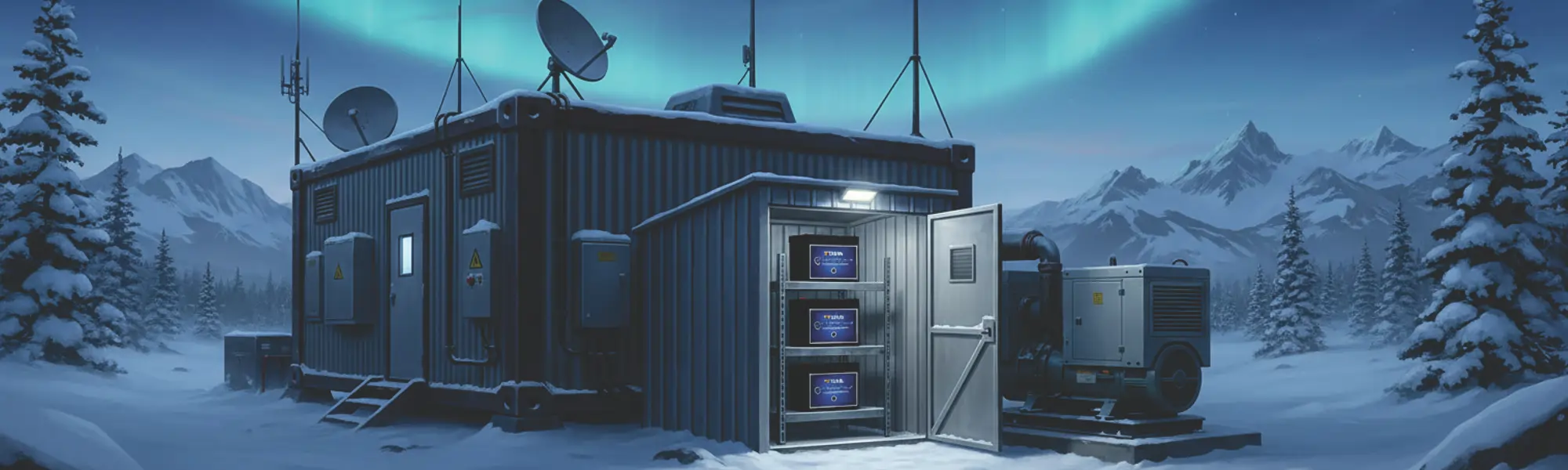 Titan LTO Immortal cold weather energy storage batteries Northern Alberta remote communications facility illustration